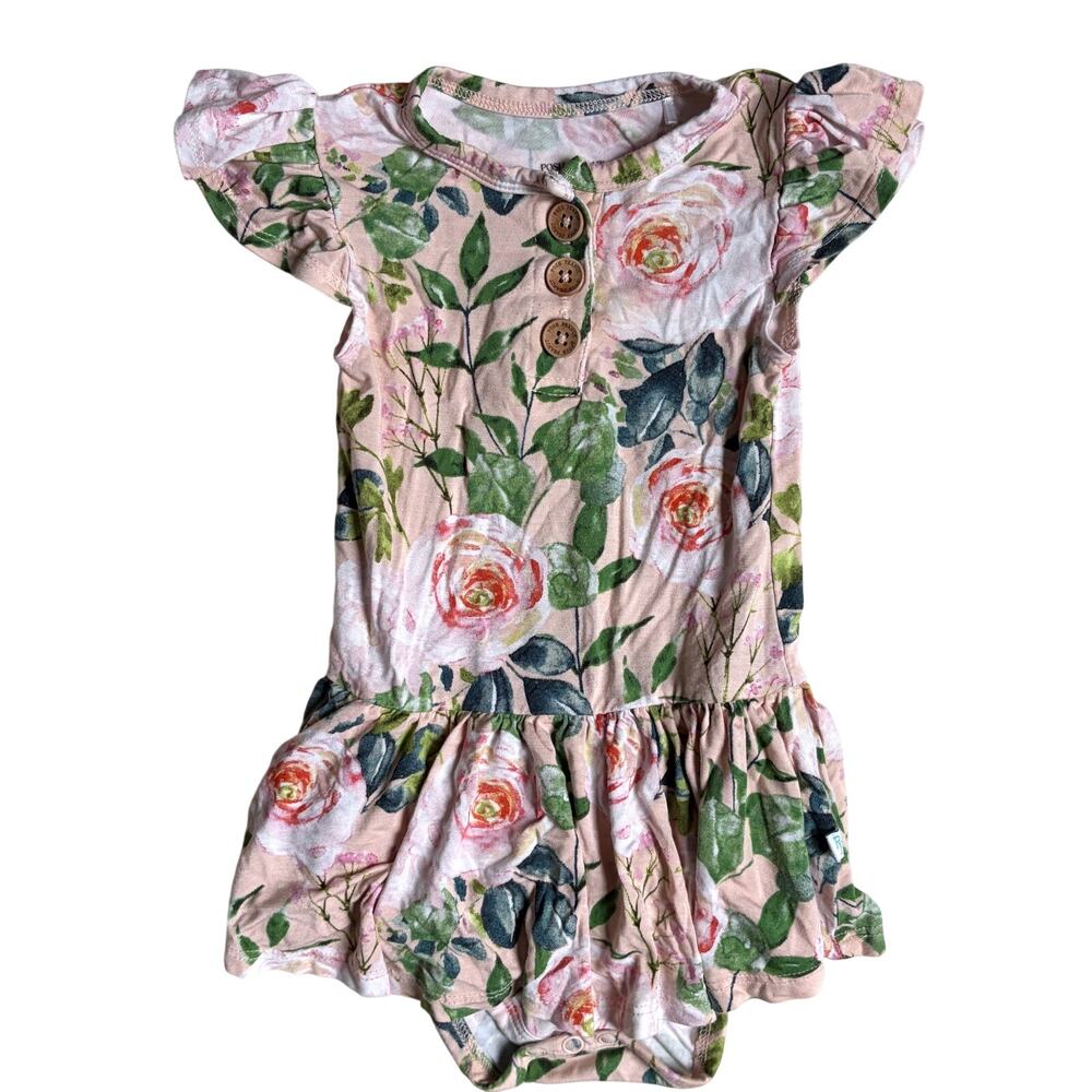 Posh Peanut Ruffled Cap Sleeve Henley Twirl Skirt Bodysuit (Harper) - 12-18 Mos